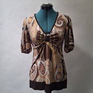 Sushi Flower Paisley Half Sleeve Blouse